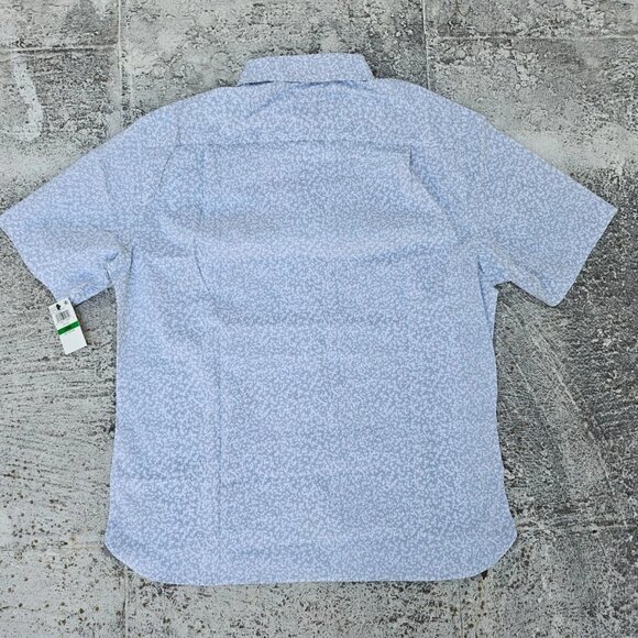 Van Heusen Men Shirt Short Sleeve Slim Fit Never Tuck White/Gray Size L/G NWT - Picture 3 of 10